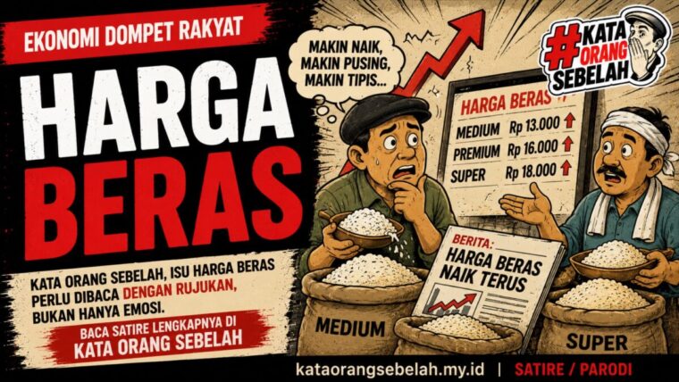 Ilustrasi satire Harga Beras untuk artikel Kata Orang Sebelah